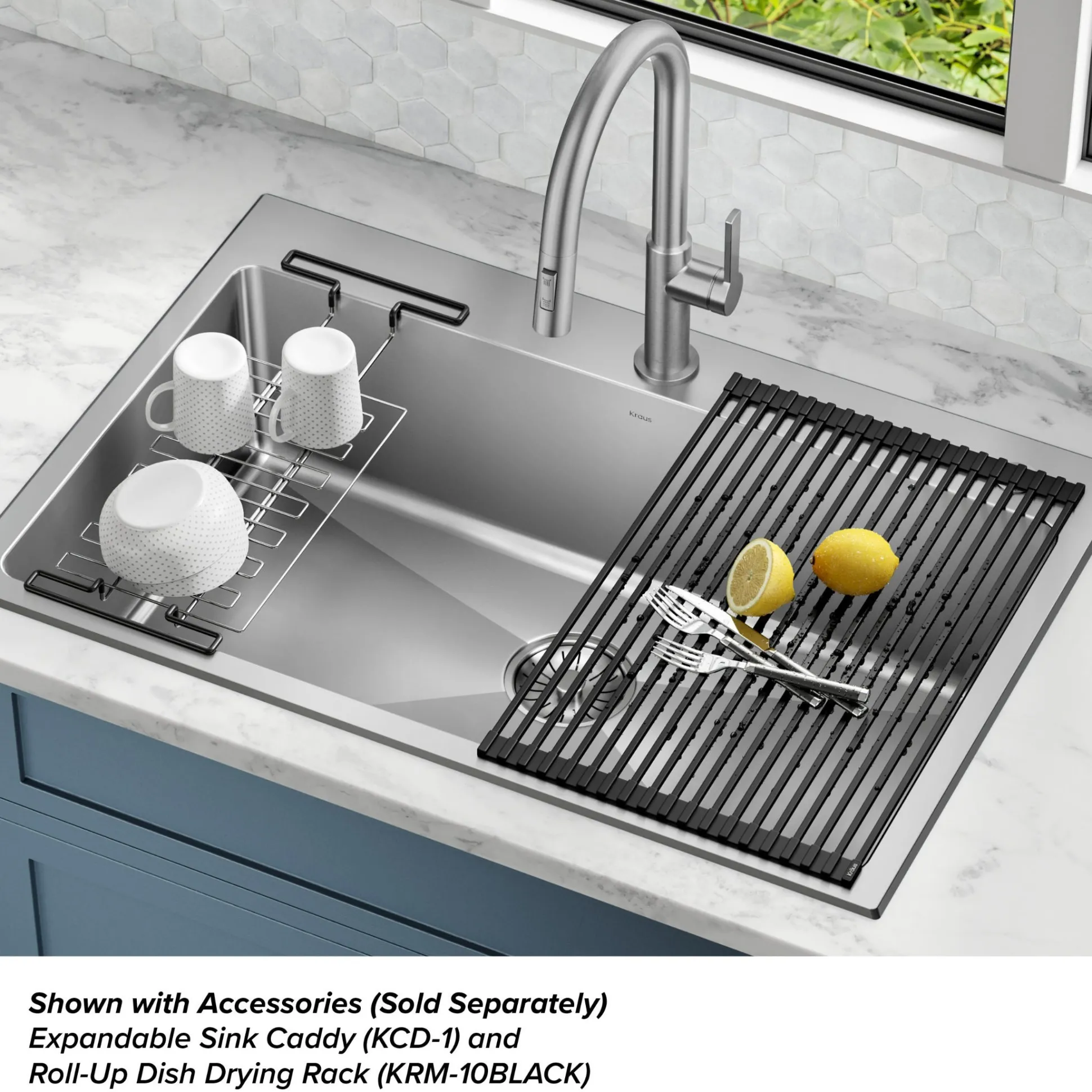33” Drop-In / Undermount 18 Gauge Stainless Steel Single Bowl Kitchen Sink and Pull-Down Faucet in Spot-Free Stainless Steel Finish