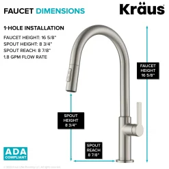 33” Drop-In / Undermount 18 Gauge Stainless Steel Single Bowl Kitchen Sink and Pull-Down Faucet in Spot-Free Stainless Steel Finish