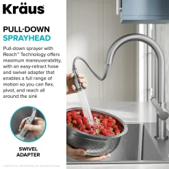 33” Drop-In / Undermount 18 Gauge Stainless Steel Single Bowl Kitchen Sink and Pull-Down Faucet in Spot-Free Stainless Steel Finish