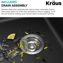 33” Drop In / Undermount Single Bowl Granite Kitchen Sink in Black