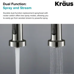 Dual Function Kitchen Faucet Sprayer in Stainless Steel