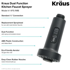 Dual Function Kitchen Faucet Sprayer in Matte Black