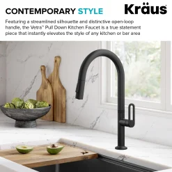 2-FunctionSingle HandlePull Down Kitchen Faucetin Matte Black