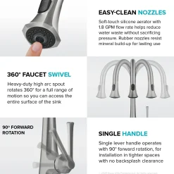 2-Function Single Handle Pull Down Kitchen Faucet in Spot-Free Stainless Steel