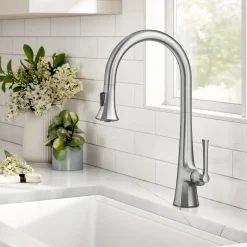 2-Function Single Handle Pull Down Kitchen Faucet in Spot-Free Stainless Steel