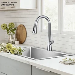 4-Function Single Handle Pull Down Kitchen Faucet with CleanSweep™ Blade Spray in Spot-Free Stainless Steel