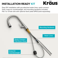 4-Function Single Handle Pull Down Kitchen Faucet with CleanSweep™ Blade Spray in Spot-Free Stainless Steel