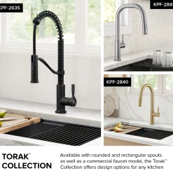 2-Function Single Handle Pull Down Kitchen Faucet in Spot-Free Brushed Brass / Matte Black