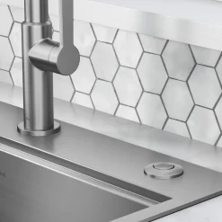 Garbage Disposal Air Switch Kitin Spot-Free Stainless Steel with Push Button, AC Adapter, Power Cord, and Air Tube Included
