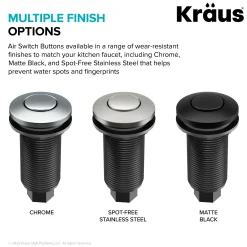 Garbage Disposal Air Switch Kitin Spot-Free Stainless Steel with Push Button, AC Adapter, Power Cord, and Air Tube Included