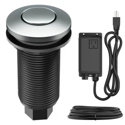 Garbage Disposal Air Switch Kitin Chrome with Push Button, AC Adapter, Power Cord, and Air Tube Included