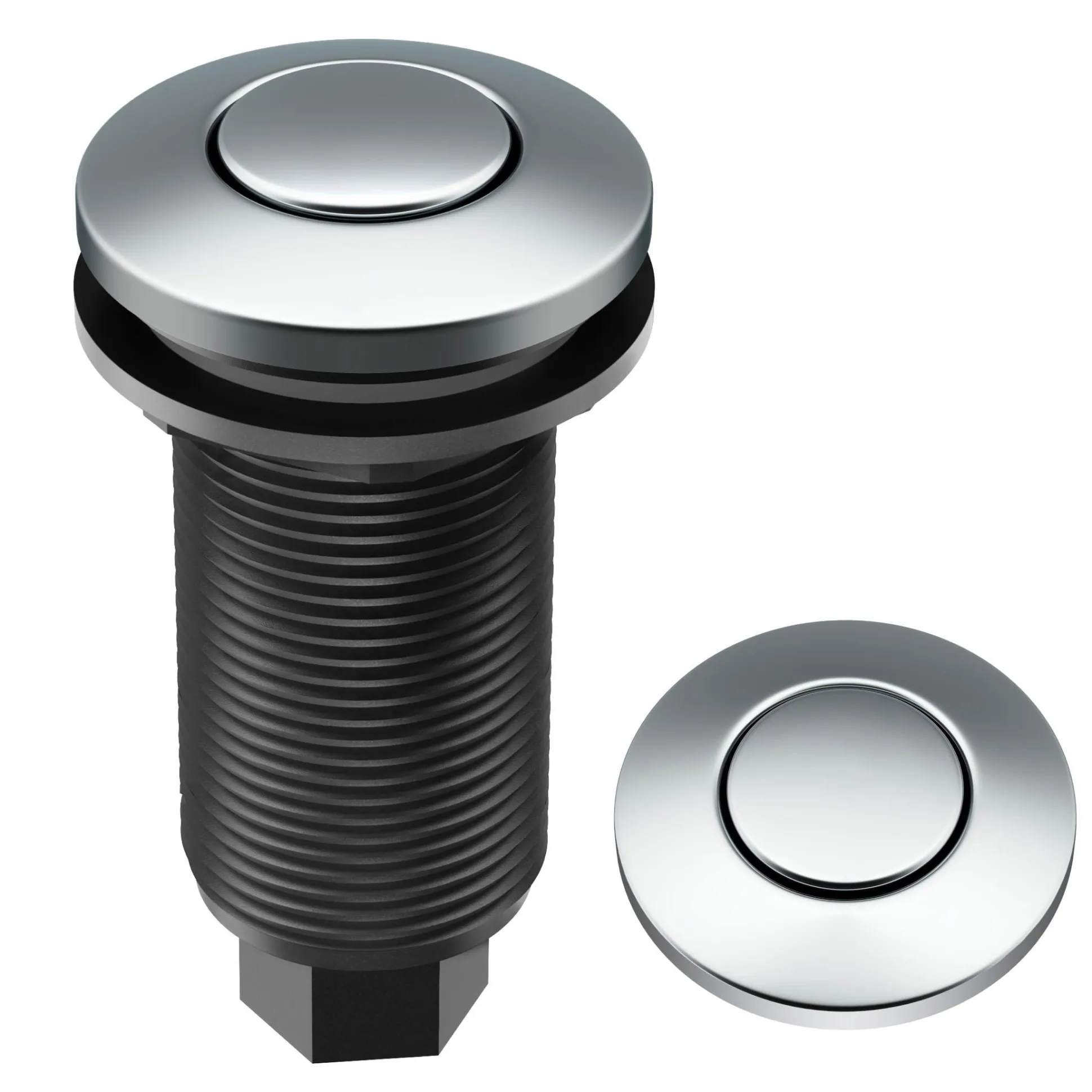 Garbage Disposal Air Switch Kitin Chrome with Push Button, AC Adapter, Power Cord, and Air Tube Included