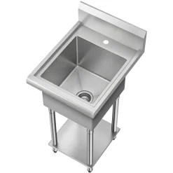19” 18-Gauge Stainless Steel Single Bowl Freestanding Commercial Style Laundry Utility Sink