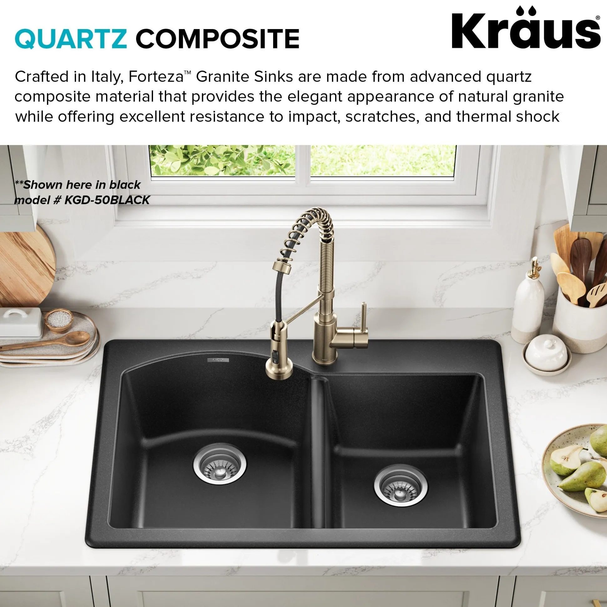 33” Granite Drop In / Undermount 60/40 Double Bowl White Kitchen Sink