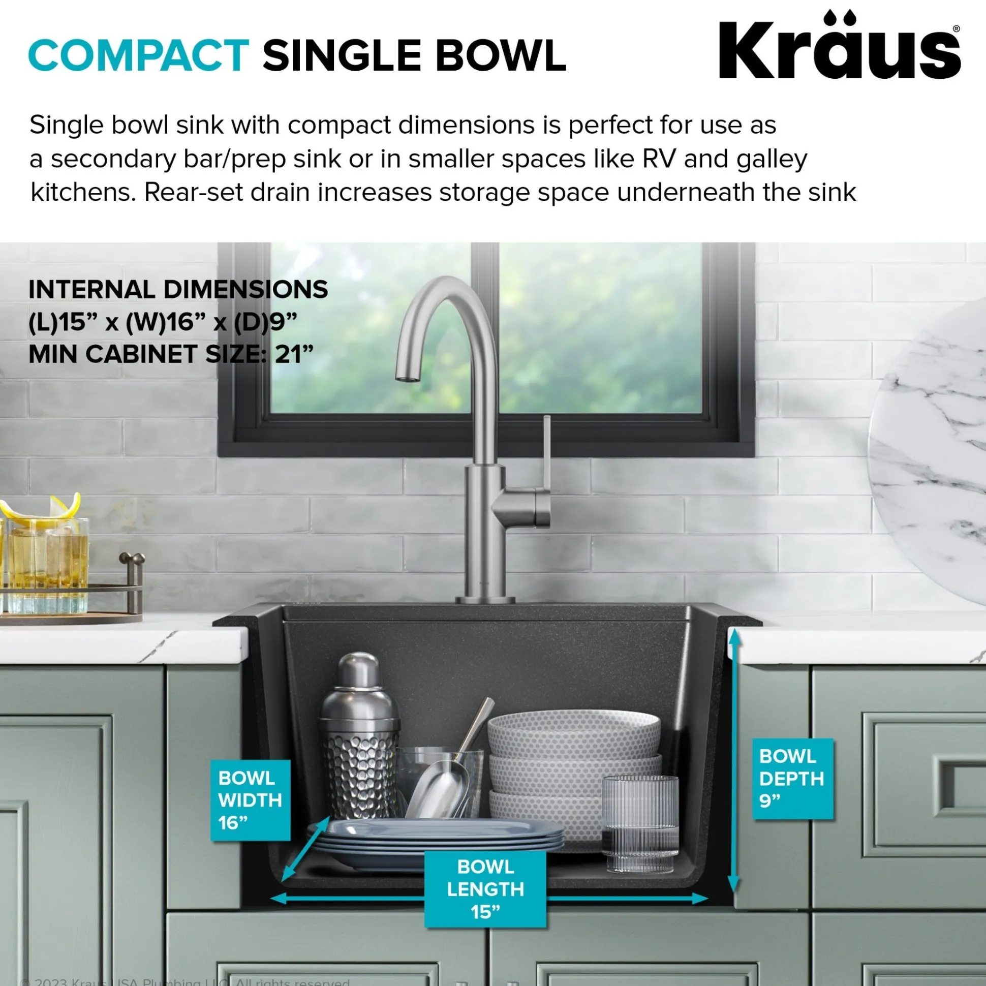 18” Granite Workstation Drop In Top Mount Single Bowl Kitchen Bar Sink in Metallic Grey with Accessories