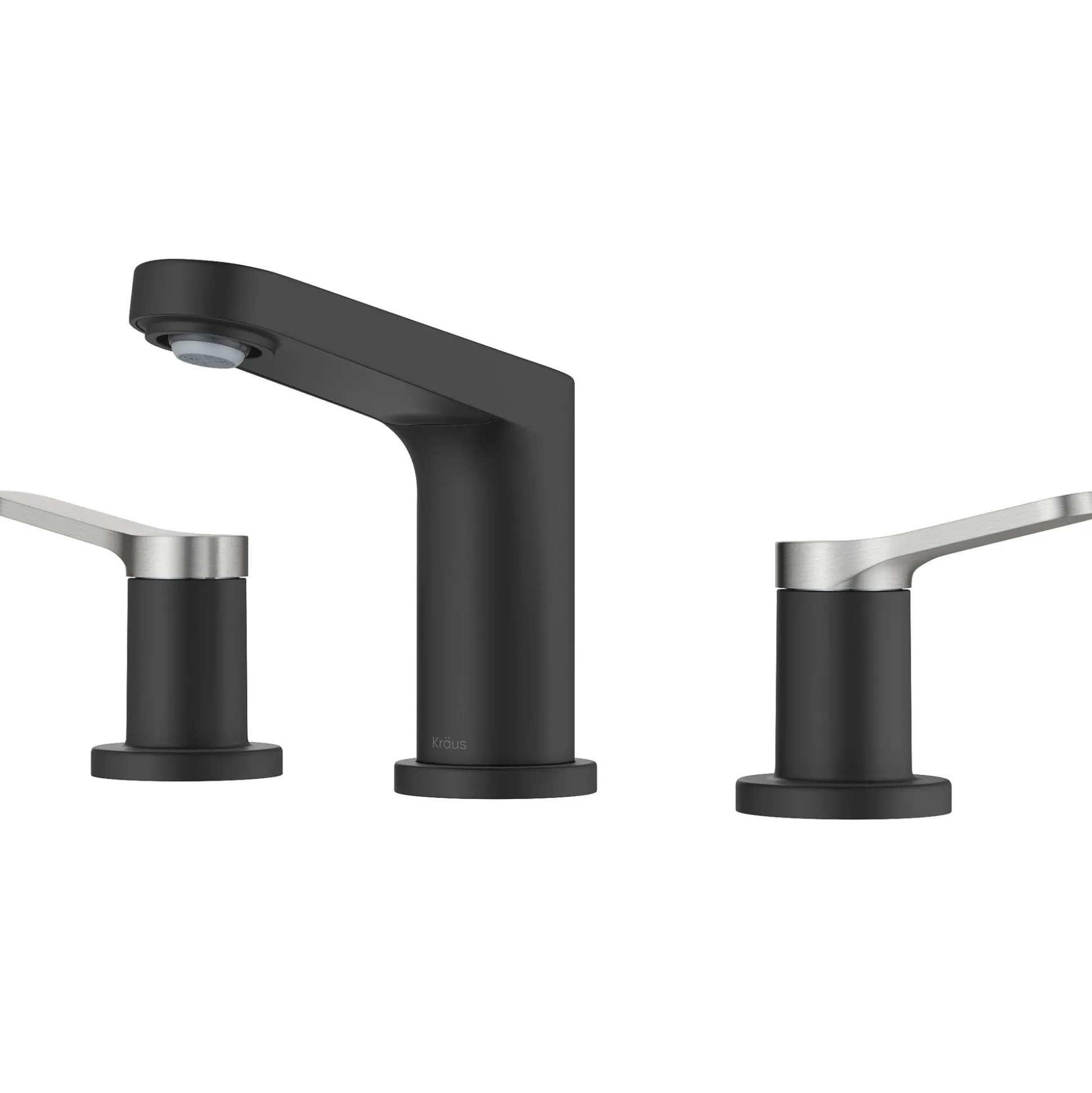 2-Handle 8-inch Widespread Bathroom Faucet in Spot-Free Brushed Nickel / Matte Black with Pop Up Drain and Supply Lines