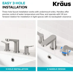 2-Handle 8-inch Widespread Bathroom Faucet in Chrome with Pop Up Drain and Supply Lines
