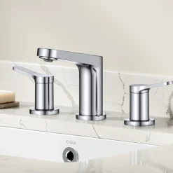 2-Handle 8-inch Widespread Bathroom Faucet in Chrome with Pop Up Drain and Supply Lines