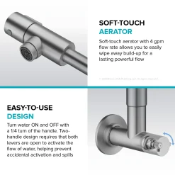 2 Handle Wall Mount Pot Filler Faucet with Retractable Arm in Spot-Free Stainless Steel