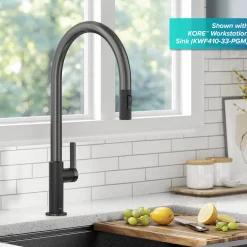 High-Arc Single Handle Pull-Down Kitchen Faucet in Matte Black / Spot Free Black Stainless Steel