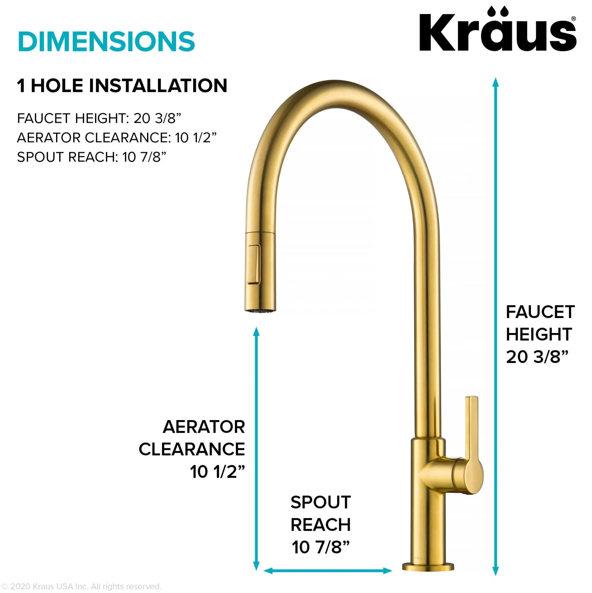 High-Arc Single Handle Pull-Down Kitchen Faucet in Brushed Brass