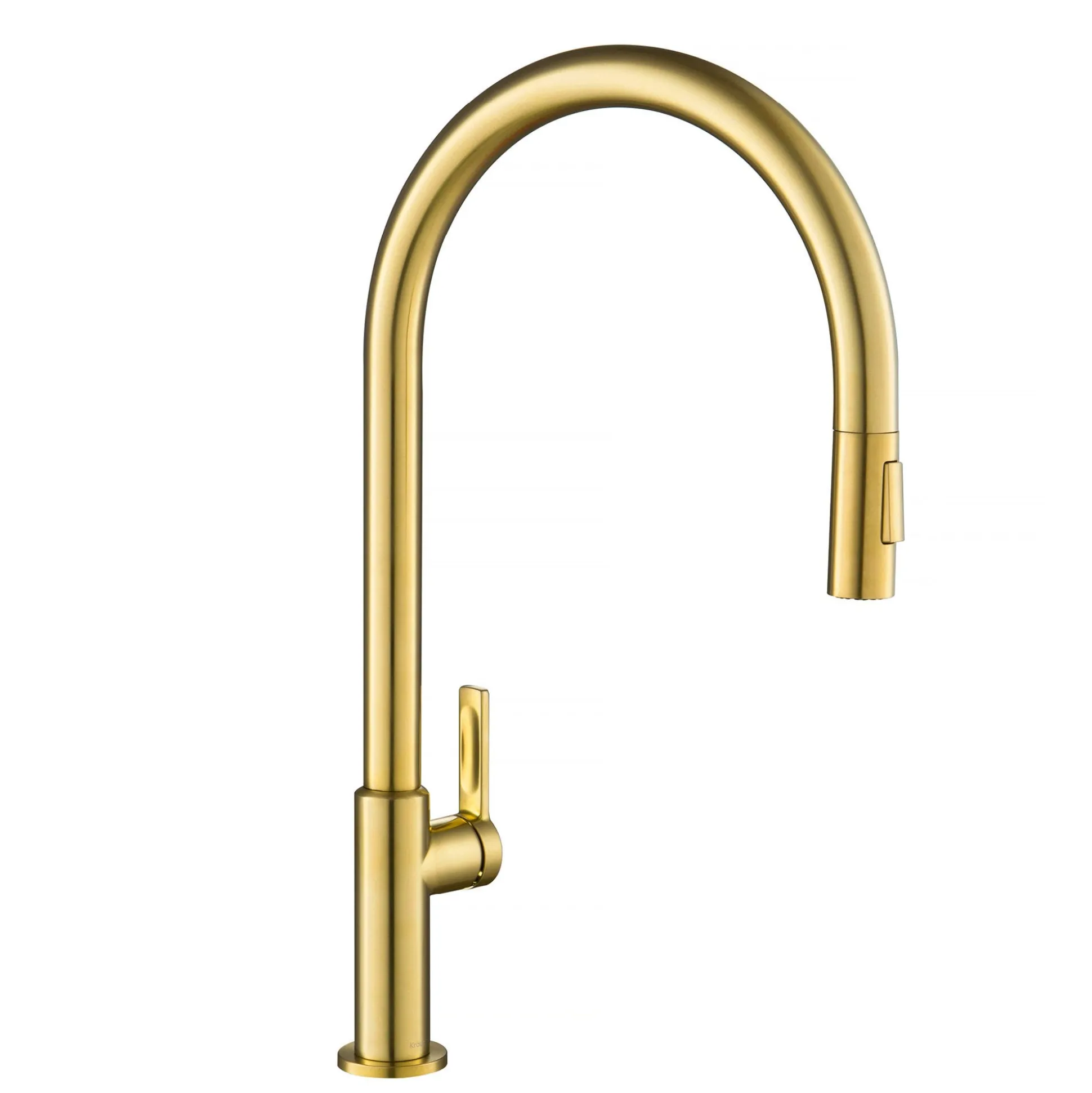 High-Arc Single Handle Pull-Down Kitchen Faucet in Brushed Brass