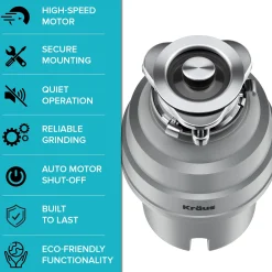 High-Speed 3/4 HP Continuous Feed Ultra-Quiet Motor Garbage Disposal with Power Cord and Flange Included and Universal Mount