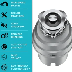 High-Speed 1 HP Continuous Feed Ultra-Quiet Motor Garbage Disposal with Power Cord and Flange Included and Universal Mount