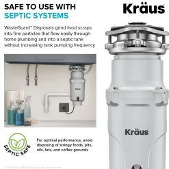 1/3 HP Continuous Feed Garbage Disposal with Ultra-Quiet Motor for Kitchen Sink with Power Cord and Flange Included