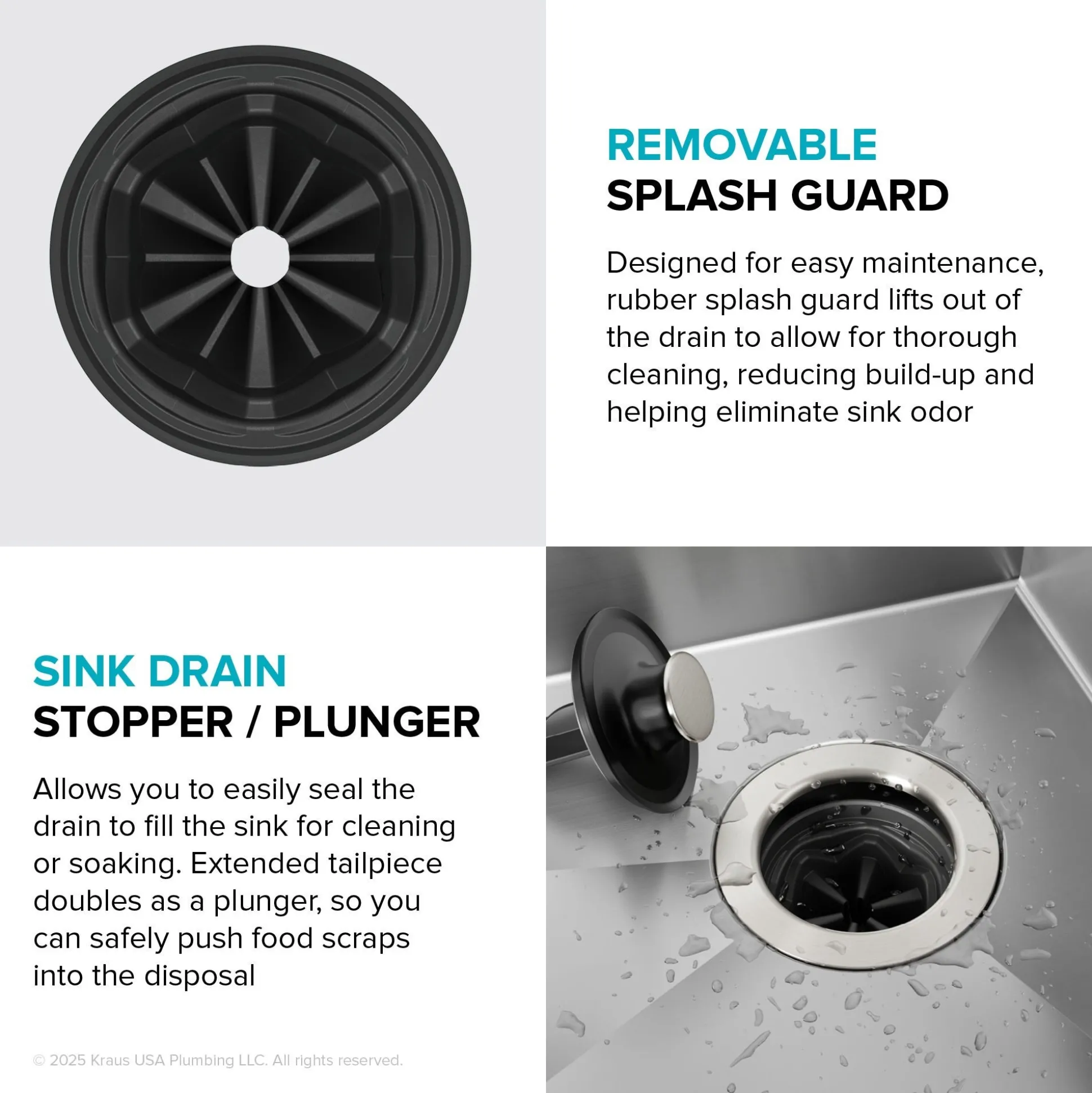 1/3 HP Continuous Feed Garbage Disposal with Ultra-Quiet Motor for Kitchen Sink with Power Cord and Flange Included
