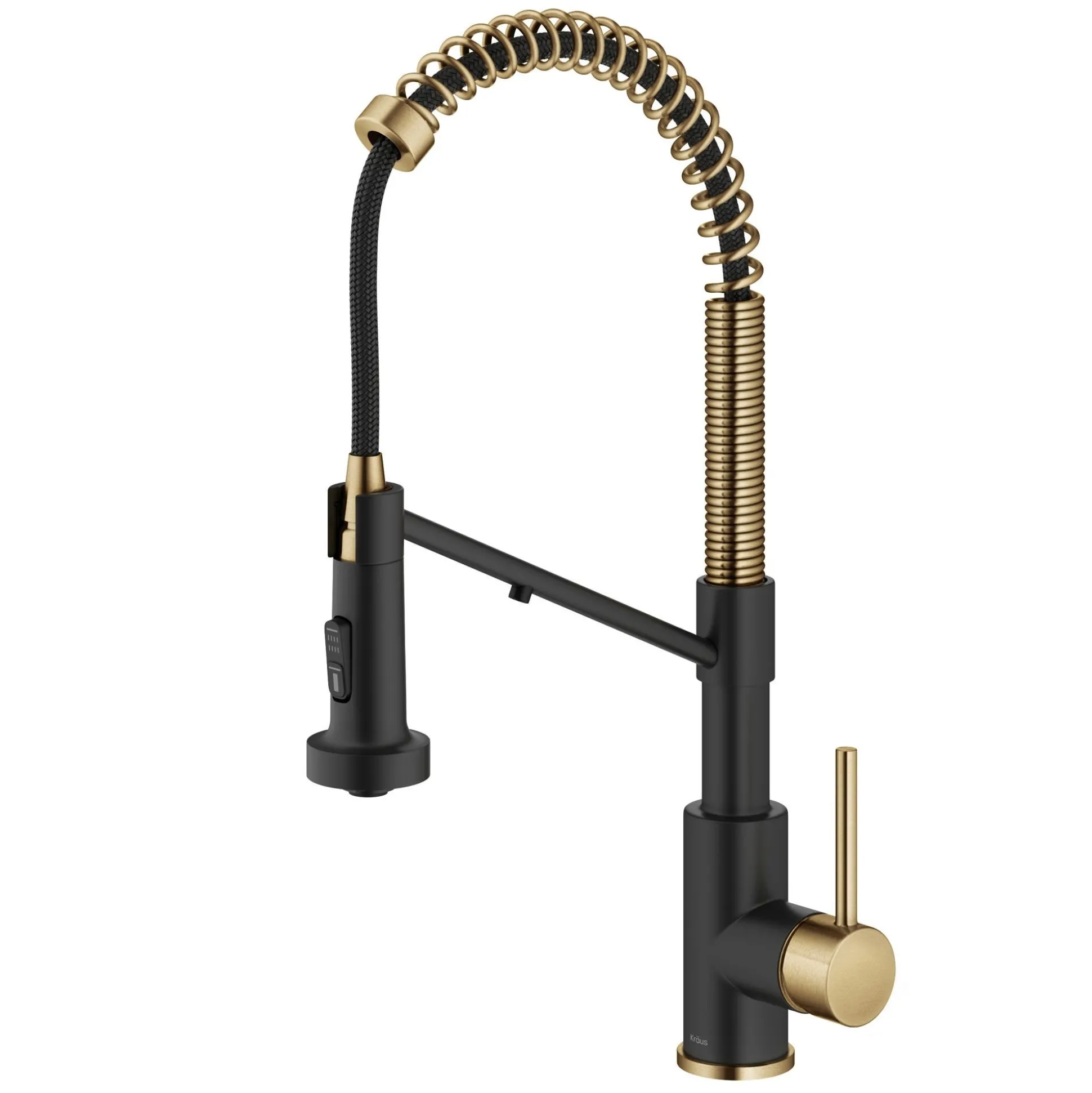2-in-1 Commercial Style Pull Down Single Handle Water Filter Kitchen Faucet for Reverse Osmosis or Water Filtration System in Brushed Brass / Matte Black