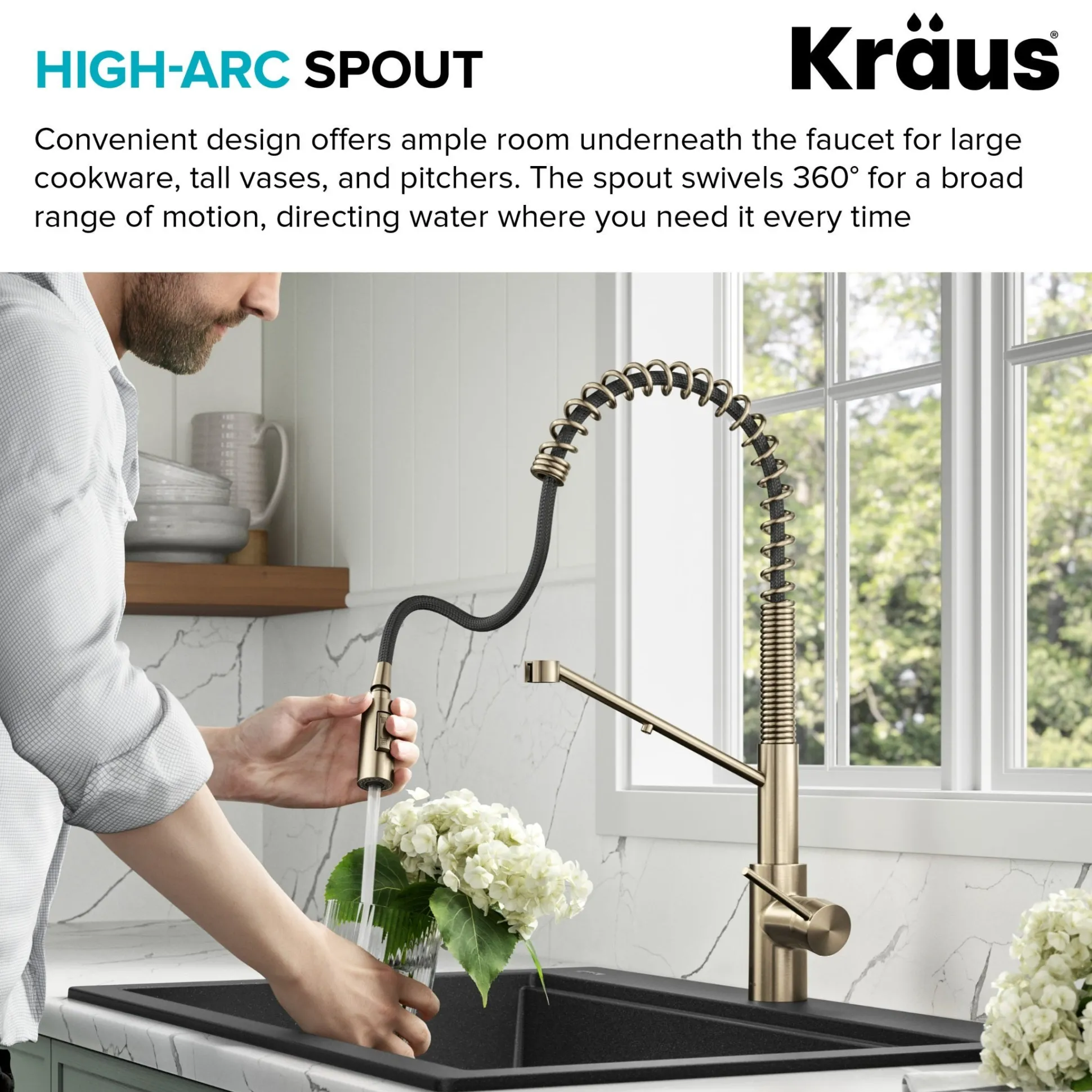 2-in-1 Commercial Style Pull-Down Single Handle Water Filter Kitchen Faucet for Reverse Osmosis or Water Filtration System in Matte Black