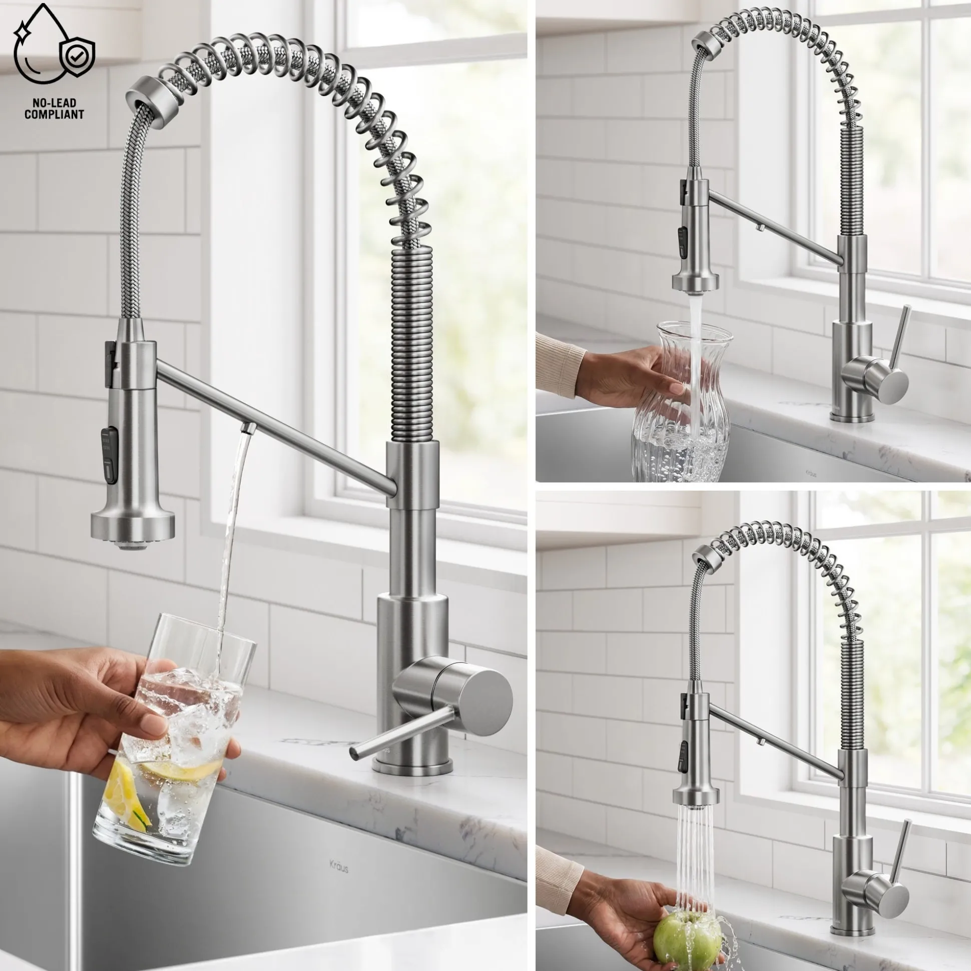 2-in-1 Commercial Style Pull Down Single Handle Water Filter Kitchen Faucet for Reverse Osmosis or Water Filtration System in Matte Black