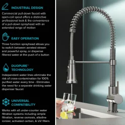 2-in-1 Commercial Style Pull Down Single Handle Water Filter Faucet for Reverse Osmosis or Water Filtration System in Spot Free Stainless Steel