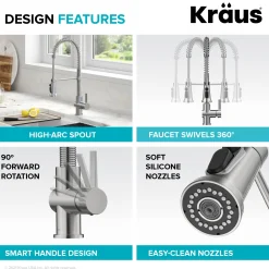 2-in-1 Commercial Style Pull Down Single Handle Water Filter Faucet for Reverse Osmosis or Water Filtration System in Spot Free Stainless Steel