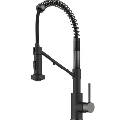 2-in-1 Commercial Style Pull Down Kitchen Faucet with Integrated Water Filter Tap for Reverse Osmosis or Water Filtration System in Matte Black / Spot-Free Black Stainless Steel