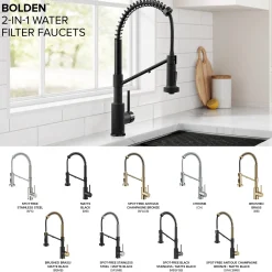 2-in-1 Commercial Style Pull Down Kitchen Faucet with Integrated Water Filter Tap for Reverse Osmosis or Water Filtration System in Matte Black / Spot-Free Black Stainless Steel