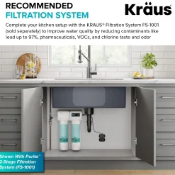 2-in-1 Commercial Style Pull Down Kitchen Faucet with Integrated Water Filter Tap for Reverse Osmosis or Water Filtration System in Matte Black / Spot-Free Black Stainless Steel