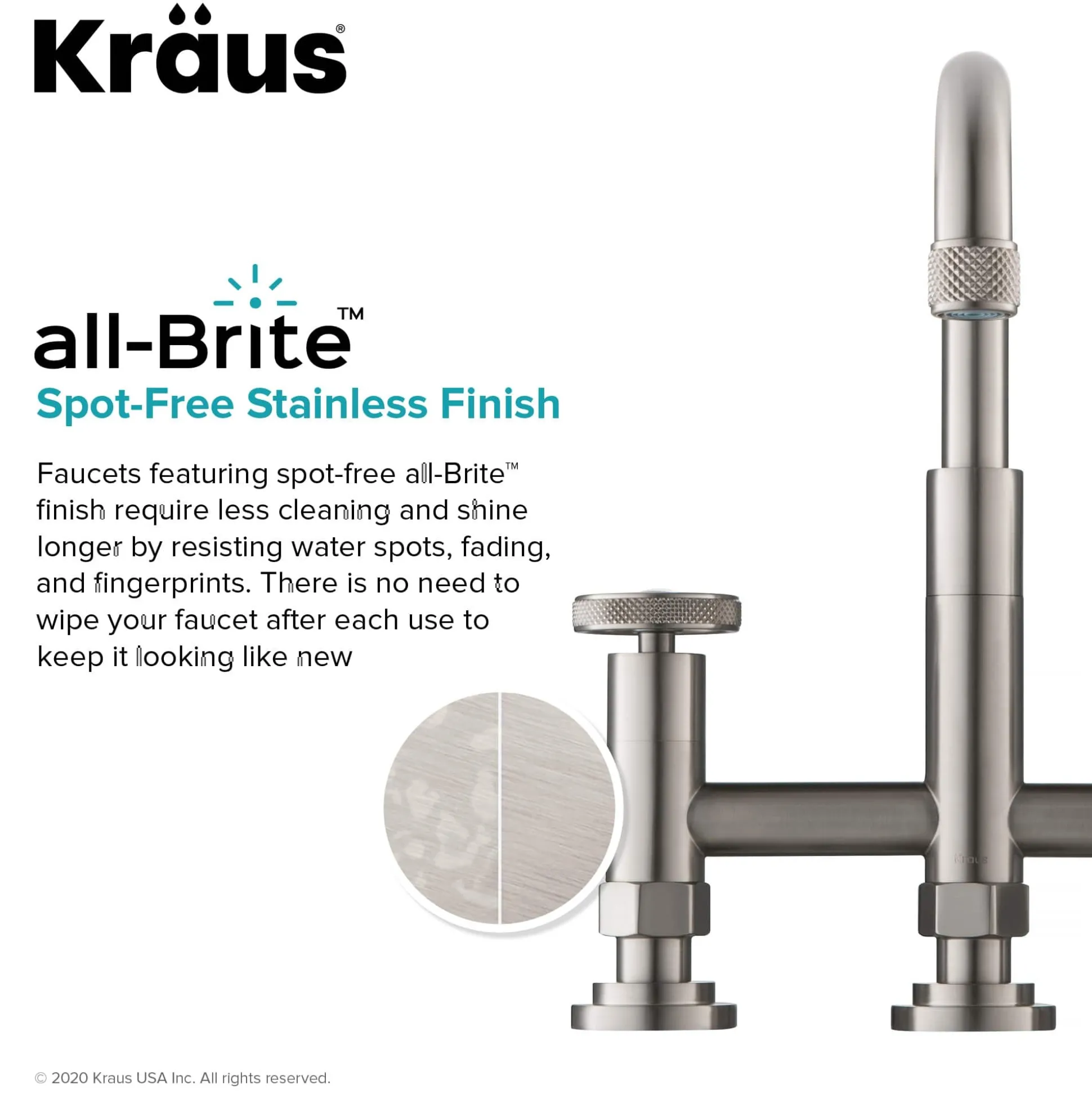 Industrial Bridge Kitchen Faucet with Side Sprayer in Spot Free Stainless Steel