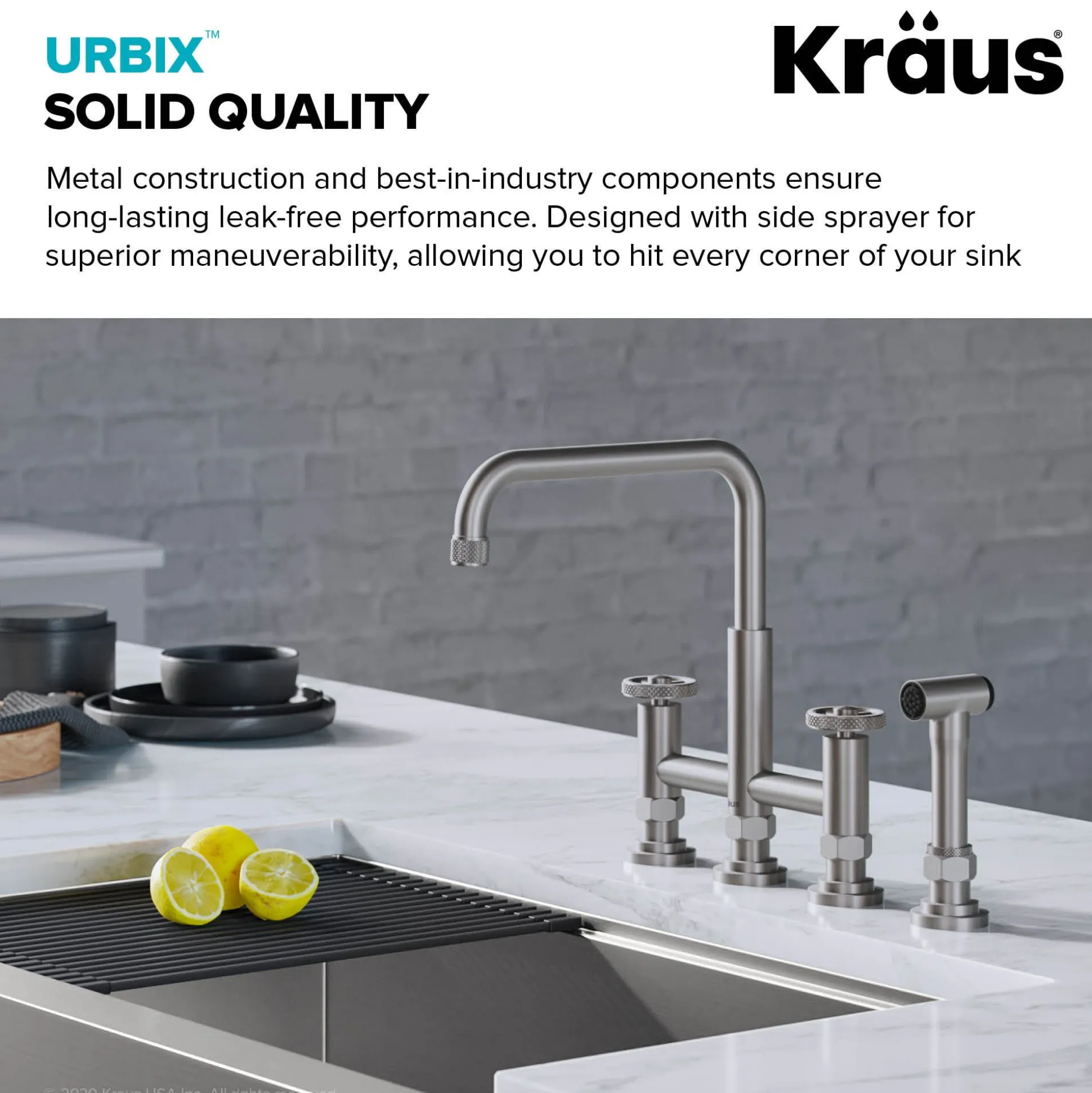 Industrial Bridge Kitchen Faucet and Water Filter Faucet Combo in Spot Free Stainless Steel
