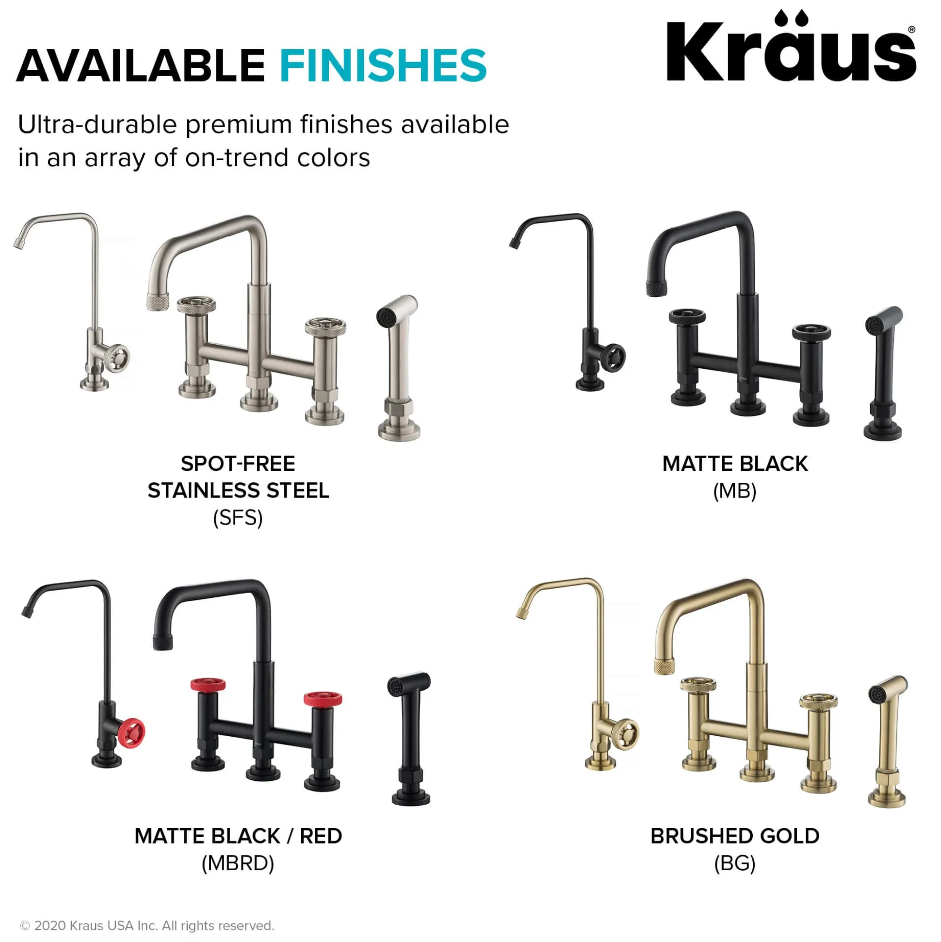 Industrial Bridge Kitchen Faucet and Water Filter Faucet Combo in Spot Free Stainless Steel