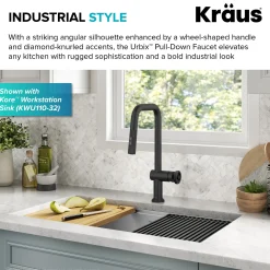Industrial Pull-Down Single Handle Kitchen Faucet in Matte Black