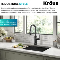 Industrial Pull-Down Single Handle Kitchen Faucet in Spot-Free Black Stainless Steel