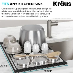 Multipurpose Over-Sink Roll-Up Dish Drying Rack in Jet Black