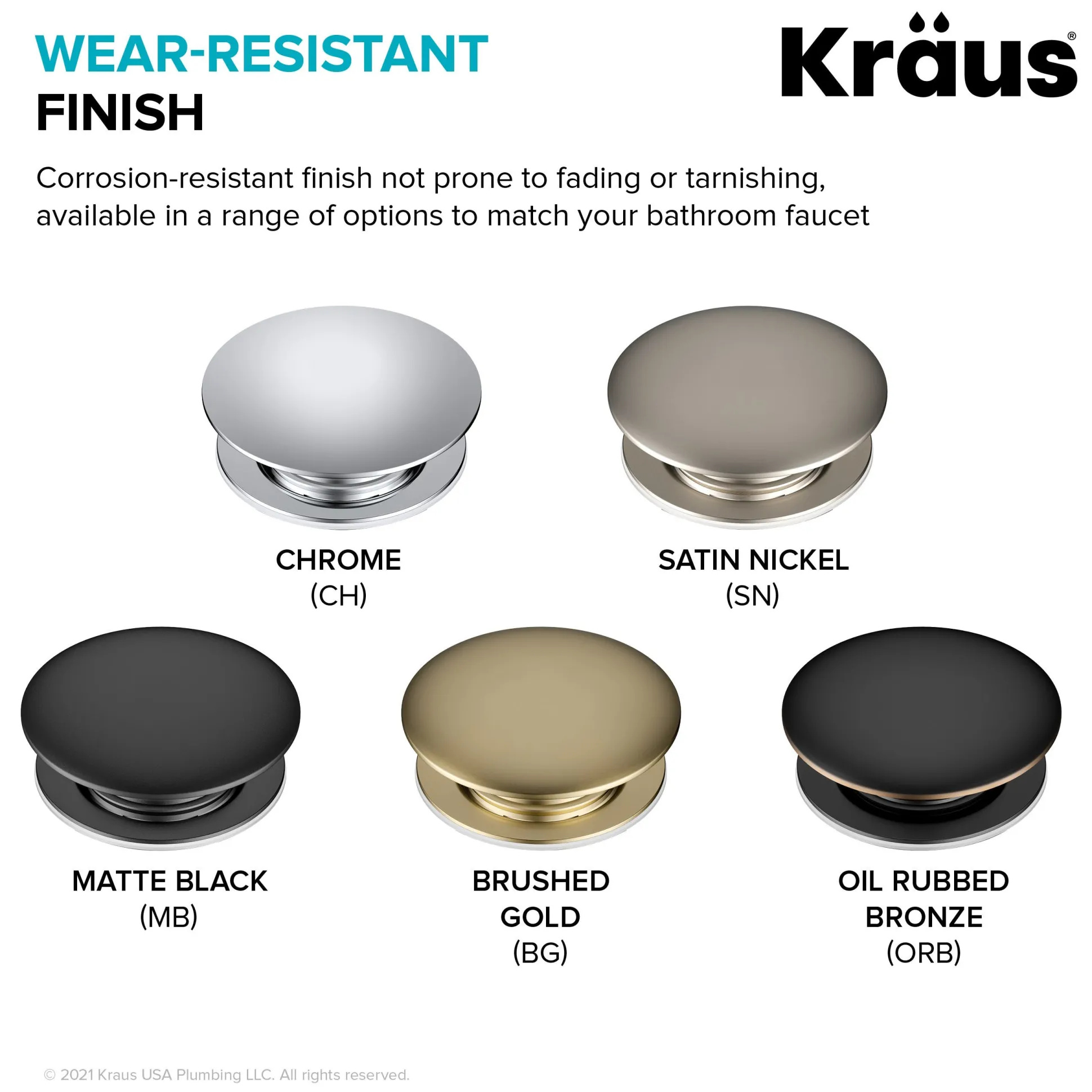 Pop-Up Drain for Bathroom Sink with Extended Threadwithout Overflow in Matte Black