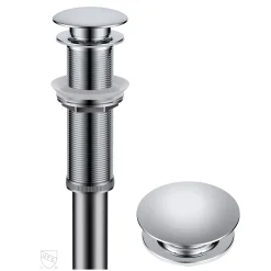 Pop-Up Drain for Bathroom Sink with Extended Threadwithout Overflow in Chrome