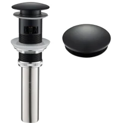 Pop-Up Drain for Bathroom Sink with Overflow in Matte Black