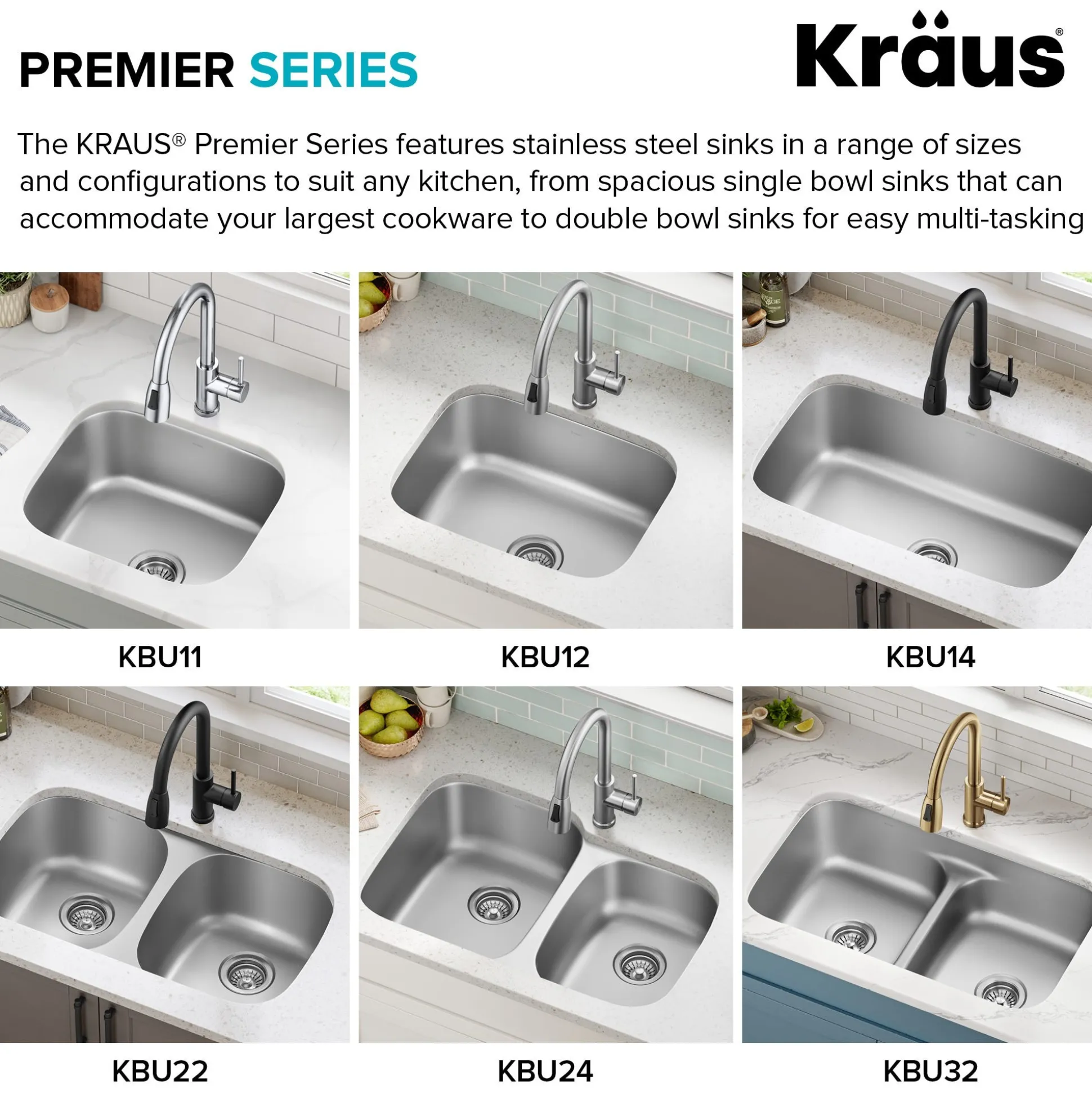 Premier 32” Undermount 60/40 Double Bowl 18-Gauge Stainless Steel Kitchen Sink