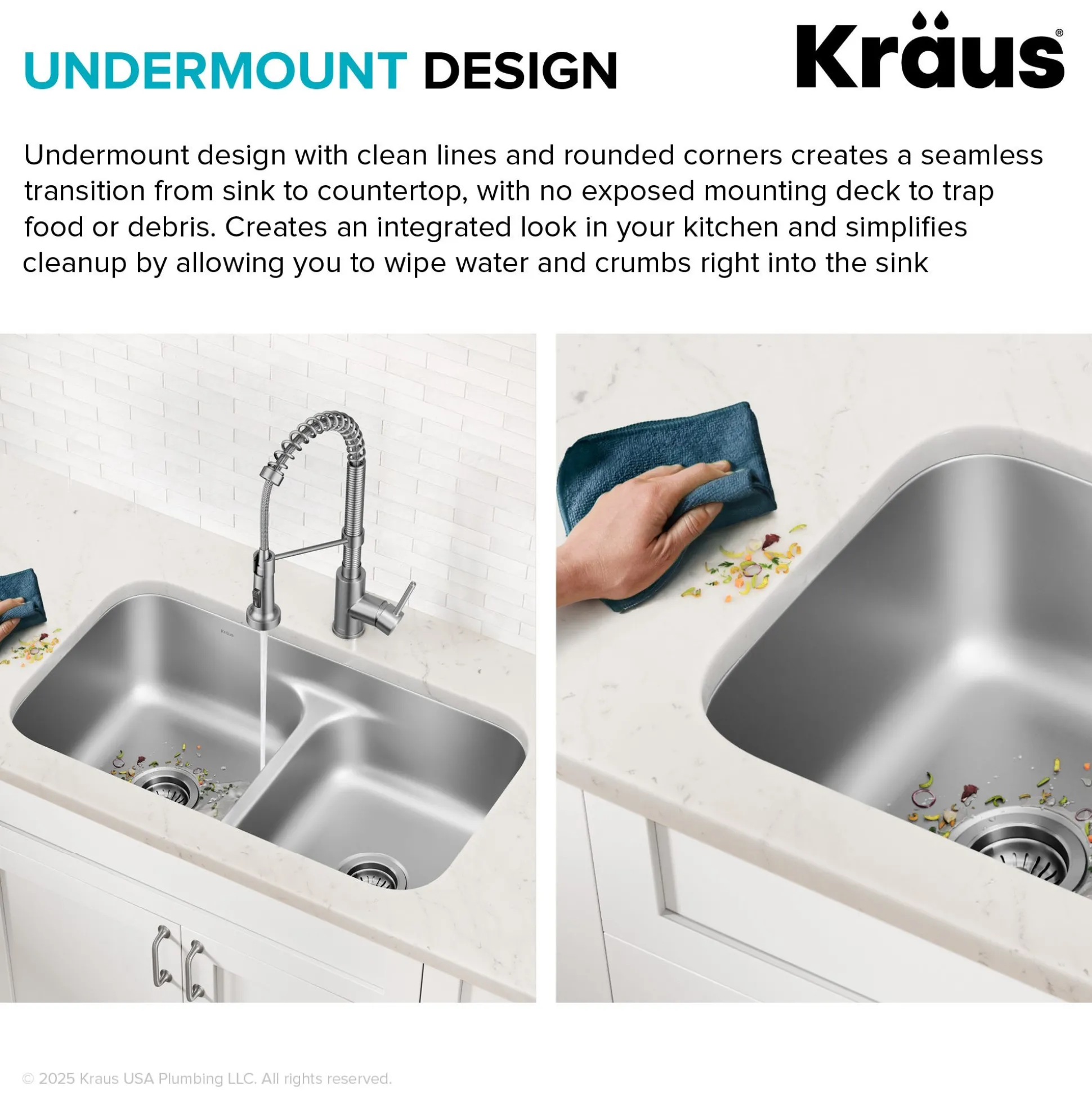 Premier 32” Undermount 60/40 Double Bowl 18-Gauge Stainless Steel Kitchen Sink
