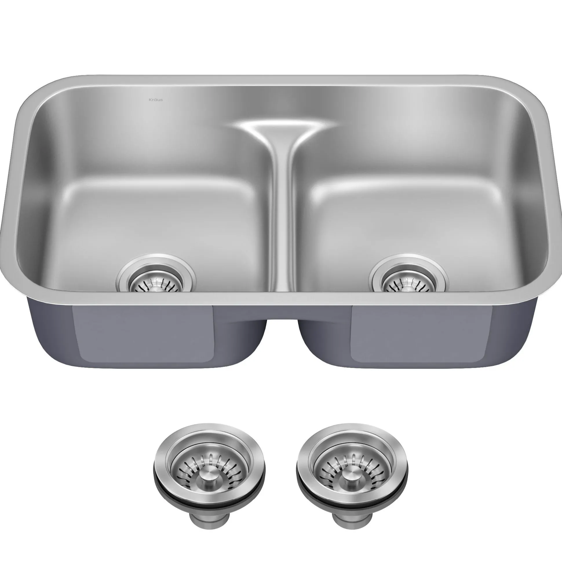 Premier 32” Undermount 50/50 Double Bowl with Low Divider 18-Gauge Stainless Steel Kitchen Sink